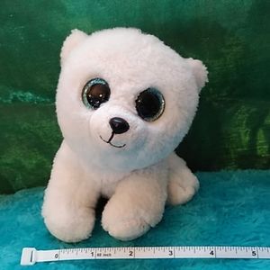 Blue big sparkle eye polar bear stuffie, used